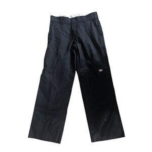 Dickies Pants Mens 30x32 Black Slim Straight Chino Work Twill Flat Front Casual